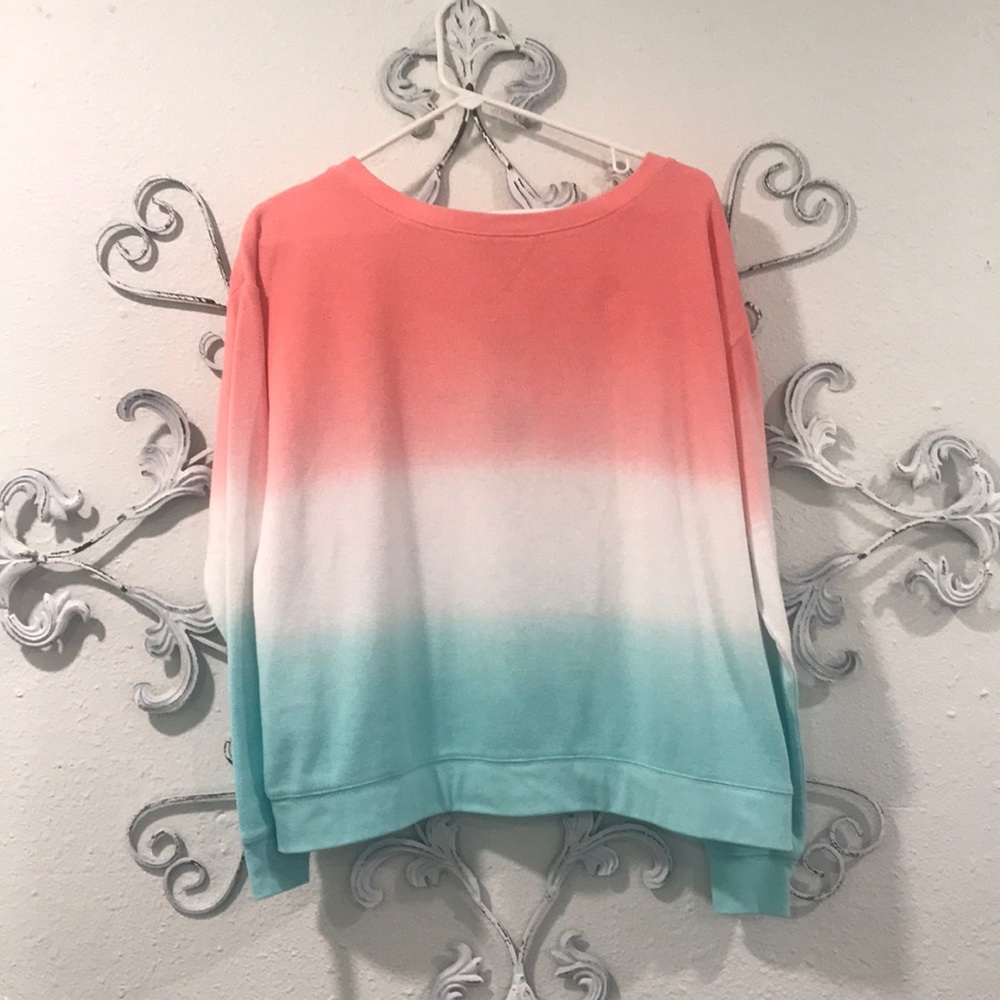 Long Sleeve Peach/Teal Shirt